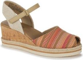 BareTraps Acadia Peep Toe Wedge Sandal in Coral Multi at Nordstrom Rack, Size 9.5