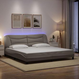 vidaXL Con Led Sin Colch&oacute;n Tela Gris Taupe 200x200 Cm Vidaxl