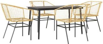 vidaXL 5 Piece Garden Dining Set Brown Poly Rattan Glass vidaXL