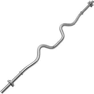 Trade Shop Trade Shop Traesio - Bilanciere Curl Curvo Ondulato 120cm Con Ferma Dischi Ez 25mm Sollevamento Pesi