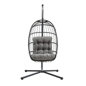 MonsterShop Rattan Hanging Egg Chair - Black