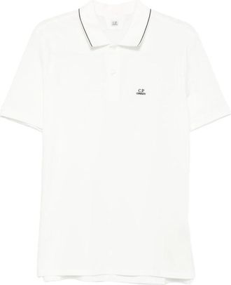 C.P. Company Stretch Piquet Korte Mouw Logo Polo - Heren - Polos - Wit - M - Katoen - Tops