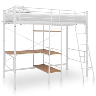 Berkfield Home Bunk Bed with Table Frame White Metal 90x200 cm