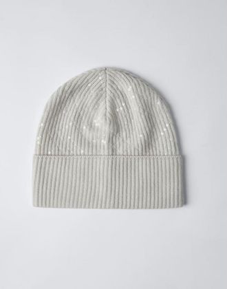Brunello Cucinelli WomenS Ice White Wool Knit Hat, Size M