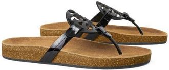 Tory Burch Miller Cloud Thong Sandal in Perfect Black /Natural at Nordstrom, Size 10.5