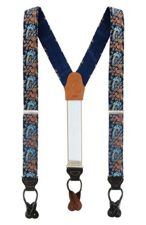 Trafalgar Store Bird of Prosperity Silk Suspenders in Navy at Nordstrom