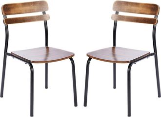 Flash Furniture 2 Pack Cyprus Solid Wood Dining Chairs, Black Metal Frame, Antique Copper Finish