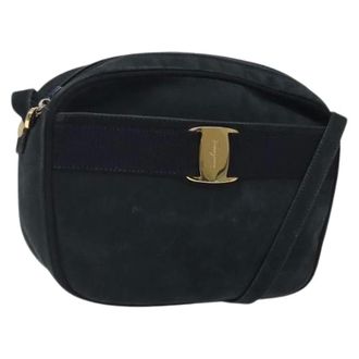Ferragamo Pre-owned Cross Body Bags, female, Blue, Size: ONE SIZE Pre-owned Suede Shoulder Bag