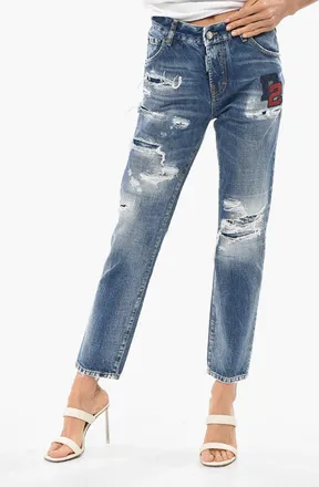 Dsquared2 Distressed-Effect Jeans COOL GIRL With Rhinestone Details 15 Cm Dsquared2