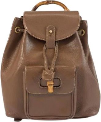 Gucci Zaino Pre-owned in Pelle con Bamboo - - Pre-owned - Donna - Marrone - ONE SIZE
