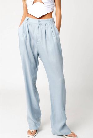 Olivaceous Ivy Pleated Trousers In Light Blue