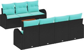 vidaXL Conjunto De Sof&aacute;s De Jard&iacute;n 8 Uds. Negro Y Turquesa Vidaxl