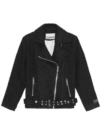 Ganni bouclé biker jacket - Black