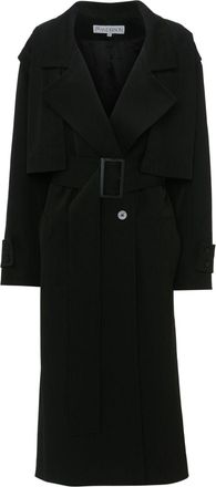 J.W.Anderson virgin-wool trench coat - women - Polyester/Virgin Wool - 10 - Black