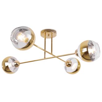 OEM L&aacute;mpara De Techo Asturia Oro 4 Pantallas Planas Doradas E27