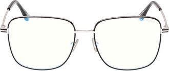 Tom Ford 56mm Square Optical Glasses in Shiny Black Enamel /Palladium at Nordstrom