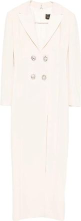 Simona Corsellini Lange Blazer Jurk - Dames - Feestkleedjes - Wit - M - Leer - Kleedjes