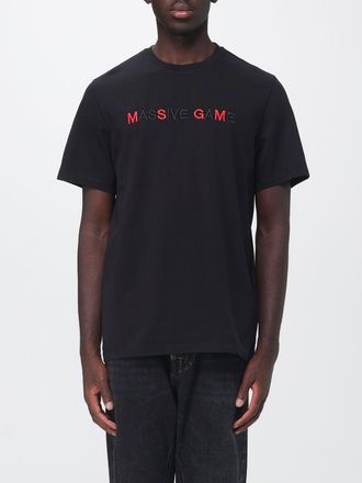 Msgm T-shirt girocollo in cotone con logo ricamato sul petto