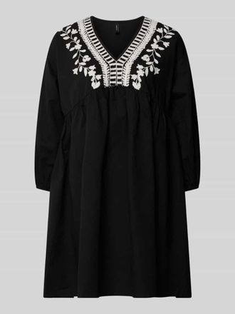 Vero Moda Tunikakleid mit Stitching und V-Ausschnitt Modell VACATION in Black, Größe S