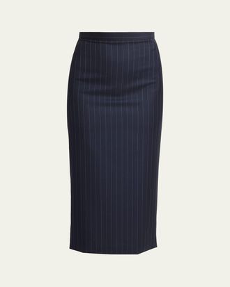 Givenchy Pinstripe Wool Pencil Midi Skirt