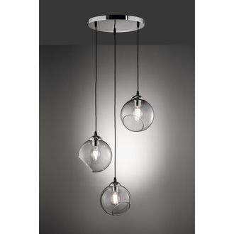 Reality Clooney Suspensi&oacute;n 3 Esferas Cristal Ahumado &Oslash;35 Cm Trio Iluminaci&oacute;n