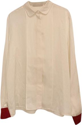 Stella McCartney Cream Blouse with Wine Contrast Cuff Size L