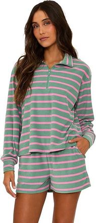 Beach Riot Sonia Top Womens Sweatshirt Sage Bloom Stripe : MD, Polyester/Rayon