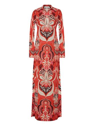 Cara Cara Clarence shirt-collar printed maxi dress - women - Viscose - L - Red
