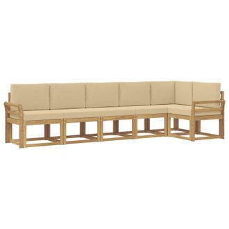 vidaXL Conjunto De Sof&aacute;s De Exterior Con Coj&iacute;n 6 Pcs Y Beige Poli&eacute;ster Vidaxl