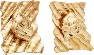 Cult Gaia Gold Textured Square Knot Earrings