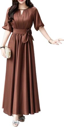 Burryco Short Sleeve Solid Maxi Dress