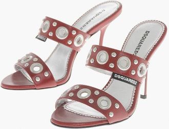 Dsquared2 Leather Mules GOTHIC with Double Strap and Studs 10cm size 37