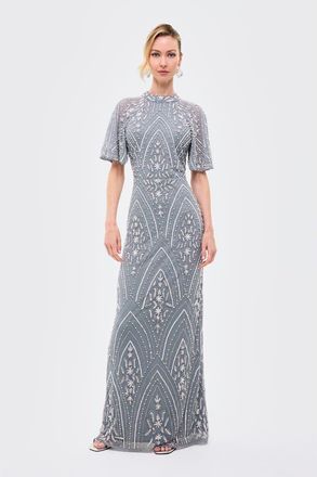 Beauut Embellished Sequins High Neck Gown in Misty Grey at Nordstrom, Size 10