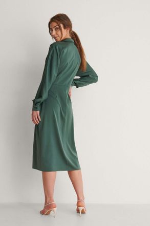 NA-KD Womens Buttoned Midi Casual Dress, Green, 10 UK