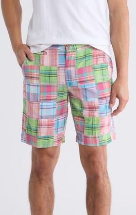 Vintage 1946 Patchwork Madras Flat Front Shorts in Light Pink at Nordstrom Rack, Size 42