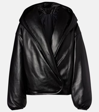 Alaia Ala&iuml;a Hooded leather bomber jacket