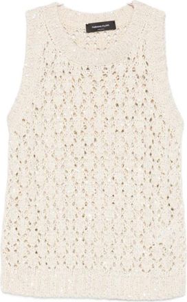 Fabiana Filippi White Knitted Round Neck Top