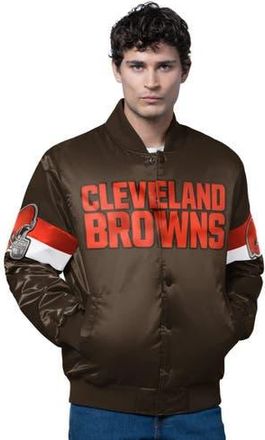 Starter Mens Starter Brown Cleveland Browns Triple Option Satin Varsity Full-Snap Jacket at Nordstrom, Size Xxx-Large