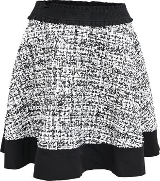 Sandro Sequin-Embellished Tweed Mini Skirt in Black and White Polyester