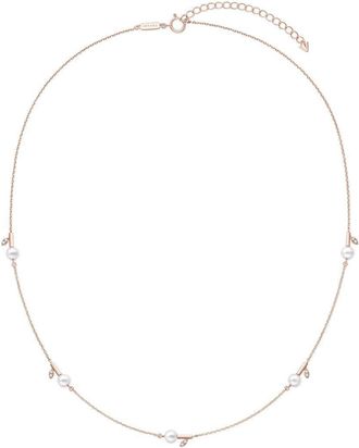 Tasaki 18kt rose gold Kugel pearl and diamond necklace - unisex - Diamond/18kt Rose Gold/Akoya Pearl - One Size - Pink