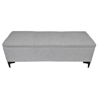 NATYAL Banqueta ba&uacute;l tapizada con almacenamiento en tono gris plata 120cm