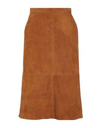 8 by YOOX SUEDE LEATHER SIDE-SLIT MIDI SKIRT