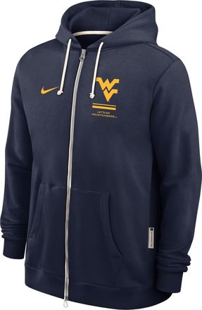 Nike West Virginia Sideline Standard Issue Nike Mens Dri-FIT College Full-Zip Hoodie in Blue | 03AV41SWVN-1FA