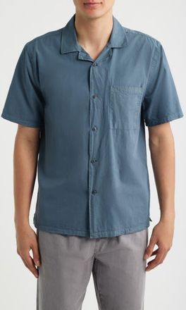 Alex Crane Air Cotton Camp Shirt in Lake at Nordstrom, Size Xx-Large