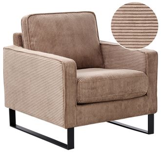 Beliani Beliani - Sill&oacute;n De Tela De Pana Beige Patas Negras Estilo Retro Vind
