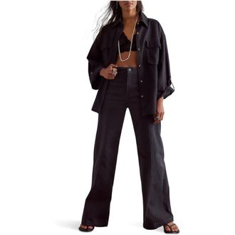Free People Womens Libre Wide-Leg Jeans, Caf&eacute; Noir