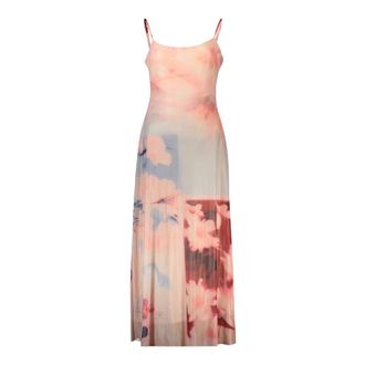 Desigual Kleedjes, Dames, Roze, M, Frida Lange Jurk met Patroon