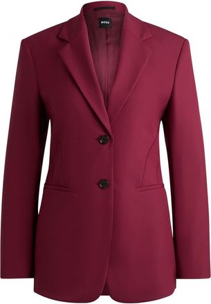 HUGO BOSS Womens Solid Patterned Lapel Collared Blazer in Dark Red - Size 14 UK