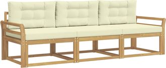 vidaXL Conjunto De Sof&aacute;s De Exterior 3 Uds. Blanco Y Crema Poli&eacute;ster Vidaxl