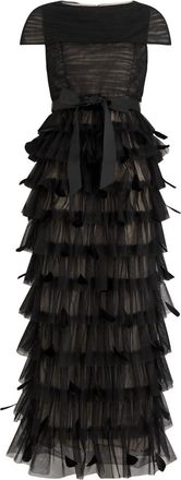 Huishan Zhang Huishan Zhang Michelle Feather-embellished Tulle Midi Dress - Black - 10 (UK10 / S)